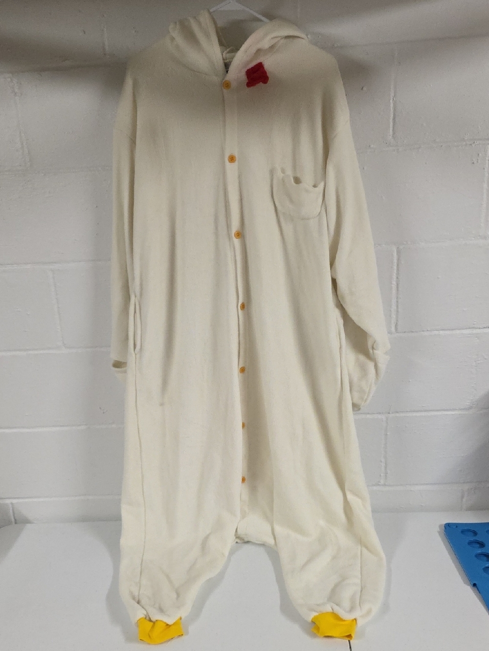 Rooster Jump Suit Cream Hooded One-Piece Romper with Yellow Accents